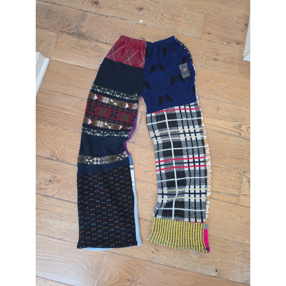 RCYCLD BRAND sweater patch work wide leg elastic womens pants small
